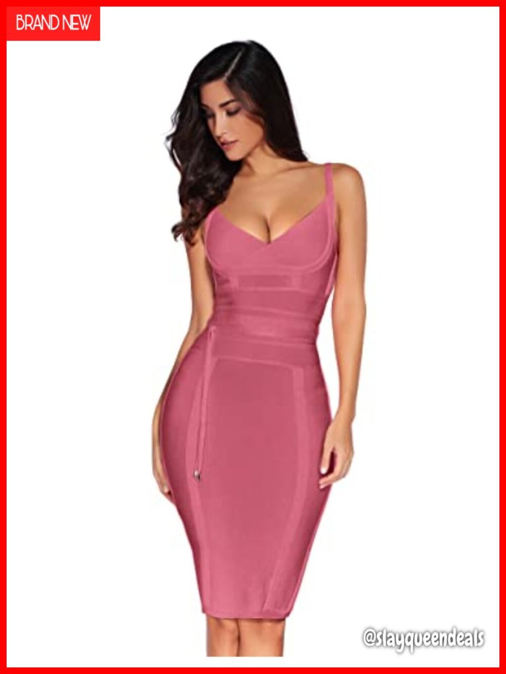 Rayon Belt Detail Bandage Bodycon Party Dress